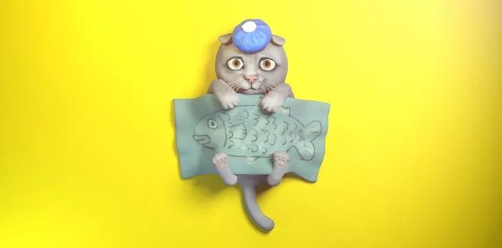 Как RAF се бори с маларията с помощта на котки скачащи с парашут 4 Болна котка с одеяло и лед на челото