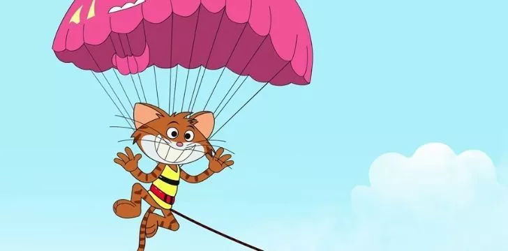 Как RAF се бори с маларията с помощта на котки скачащи с парашут 5 Щастлива котка, използваща парашут, Операция Cat Drop срещу малария