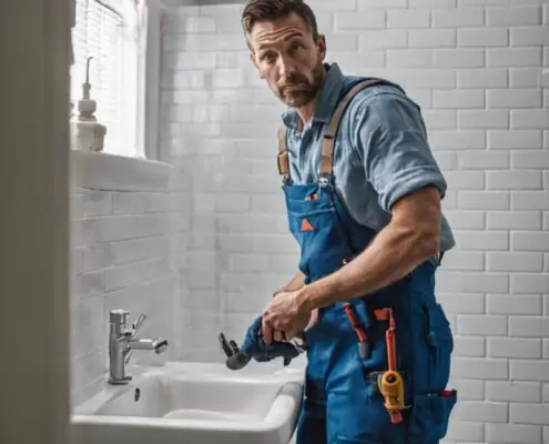213669 The image shows a skilled plumber wearing blue ove xl 1024 v1 0